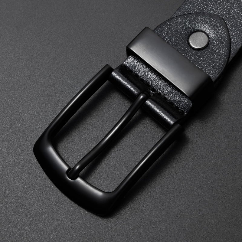 maikun Mens Casual Dress Belt, Black Belt Men PU Leather, Casual Wear Jeans Pants, Size M - Image 3