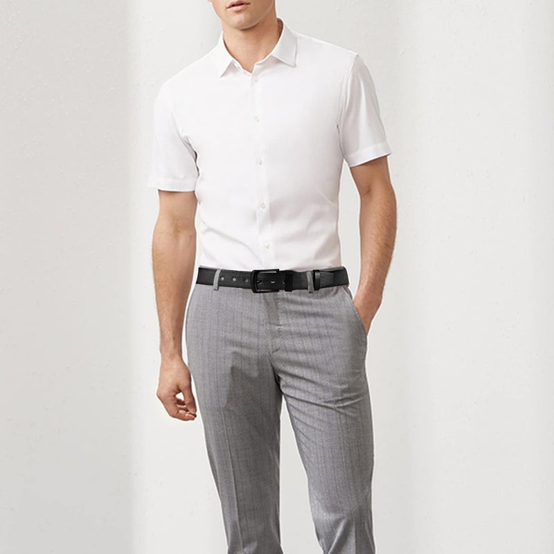 maikun Mens Casual Dress Belt, Black Belt Men PU Leather, Casual Wear Jeans Pants, Size M - Image 2