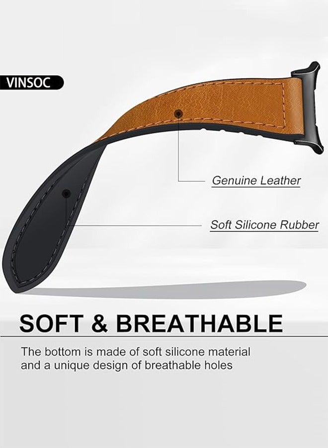 VINSOC Magnetic Watch Band Compatible for Samsung Galaxy Watch Ultra 47mm (2024) Genuine Leather with Magnetic Buckle Design Adjustable Wristbands Accessories Replacement Straps for Men and Women - Image 2