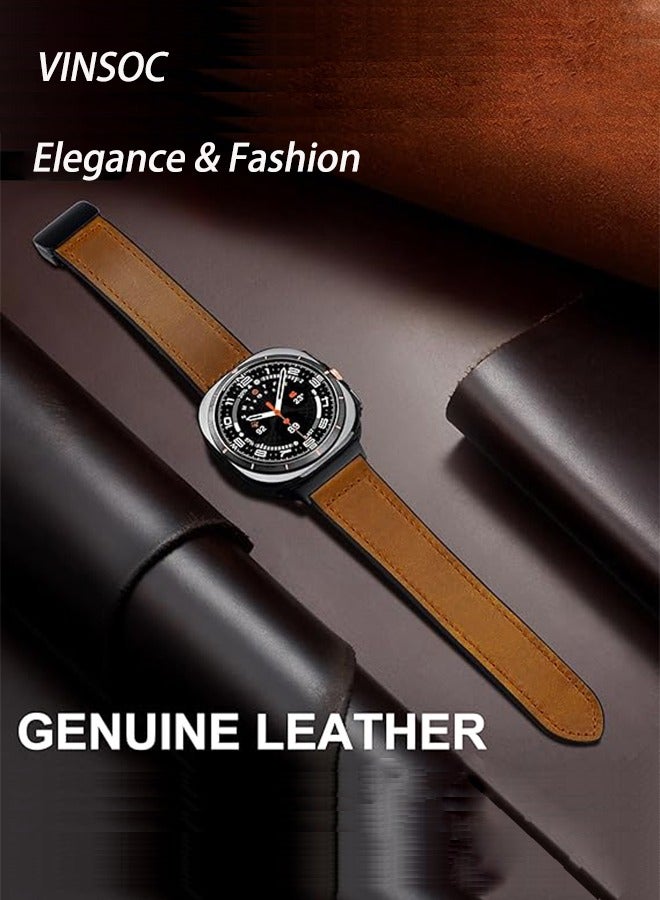 VINSOC Magnetic Watch Band Compatible for Samsung Galaxy Watch Ultra 47mm (2024) Genuine Leather with Magnetic Buckle Design Adjustable Wristbands Accessories Replacement Straps for Men and Women - Image 4