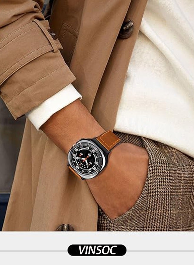 VINSOC Magnetic Watch Band Compatible for Samsung Galaxy Watch Ultra 47mm (2024) Genuine Leather with Magnetic Buckle Design Adjustable Wristbands Accessories Replacement Straps for Men and Women - Image 5