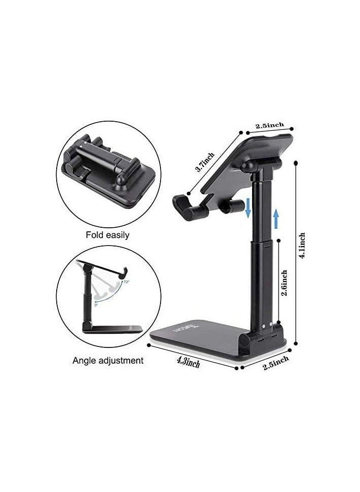 Mismo Phone Stand, Adjustable phone holder for Desk, Foldable Desktop Tablet Stand Holder - Black - Image 5