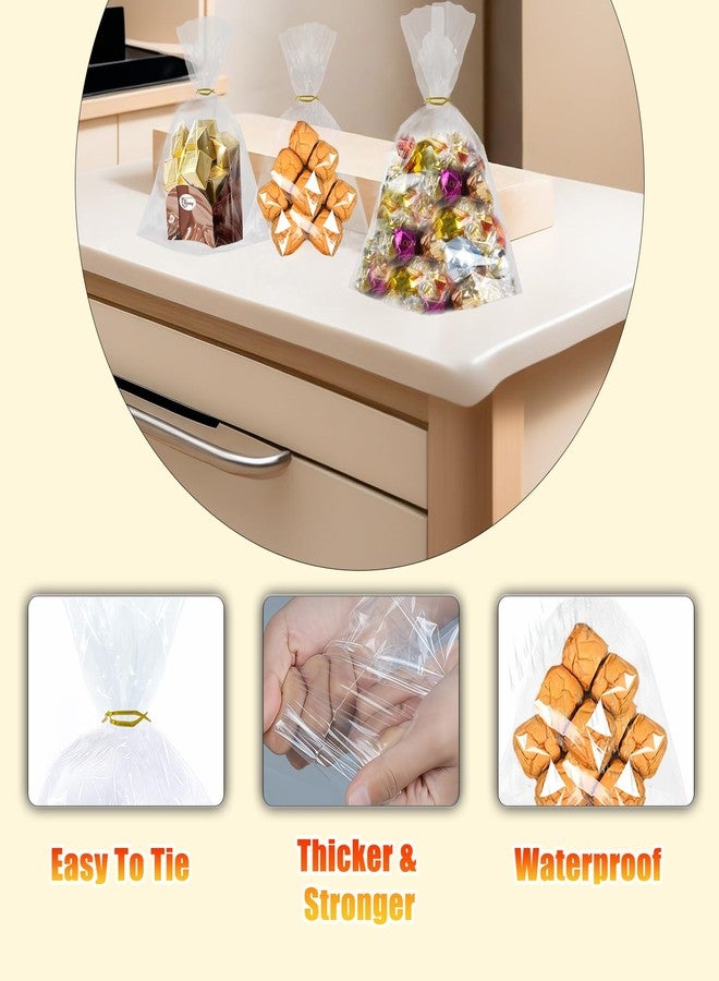 FARVIGOR Cellophane Treat Bags 100Pcs, Clear Plastic Goodie Gift Bags with Twist Ties for Party Favor, Candies, Cookies, Snacks(8 * 11in) - Image 3