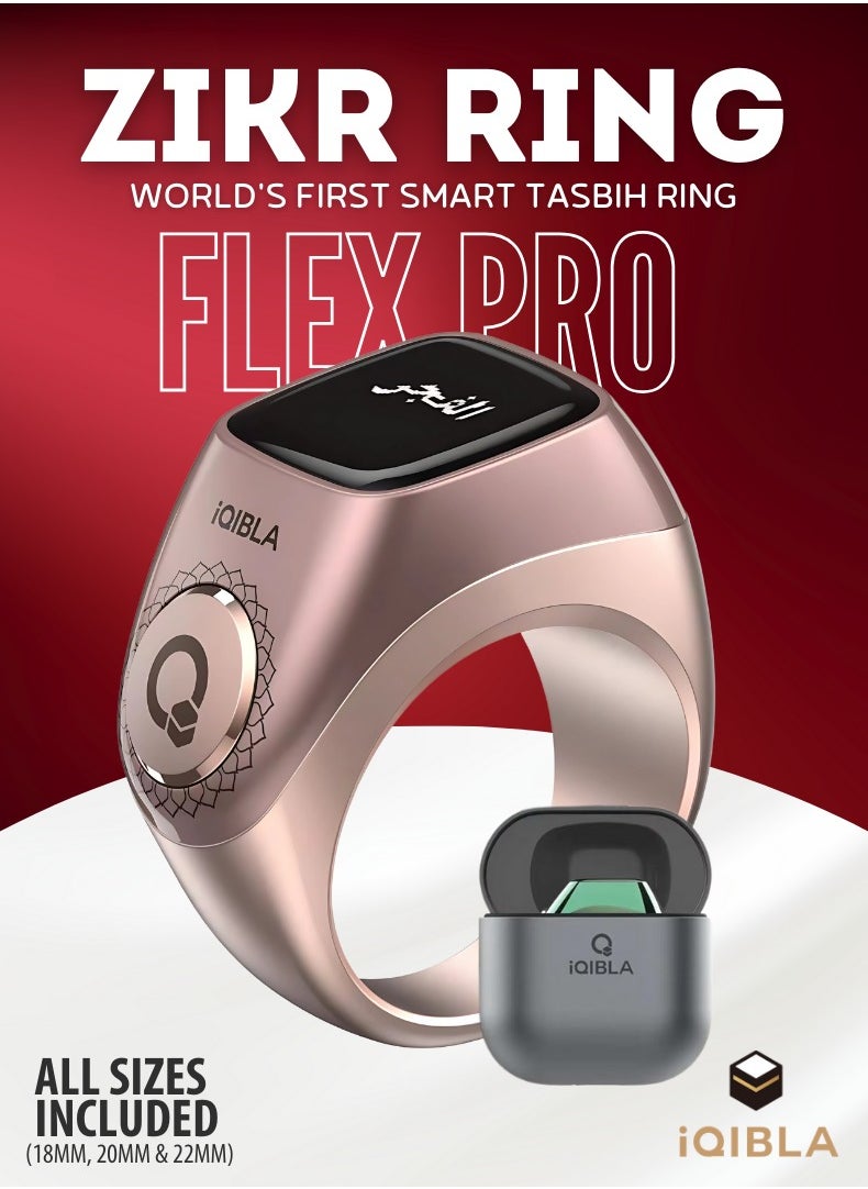 iQIBLA iQIBLA Smart Zikr Ring Flex Pro | Tasbih Counter & Muslim Prayer Time Reminder | Waterproof Wearable Technology | Rose Gold Edition  - Image 1