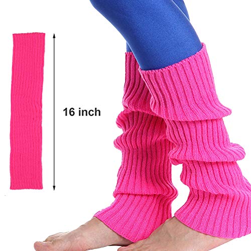 ztweden 80s Women's Costume Outfit Accessories Set Headband Earrings Fishnet Gloves Necklace Bracelet Leg Warmers Pink - Image 4