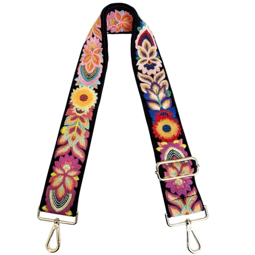TCOMVEZ Embroidery Flower Purse Strap Replacement Crossbody for Handbags Women Guitar Strap 2 inch Wide Adjustable Bag Straps - Image 1