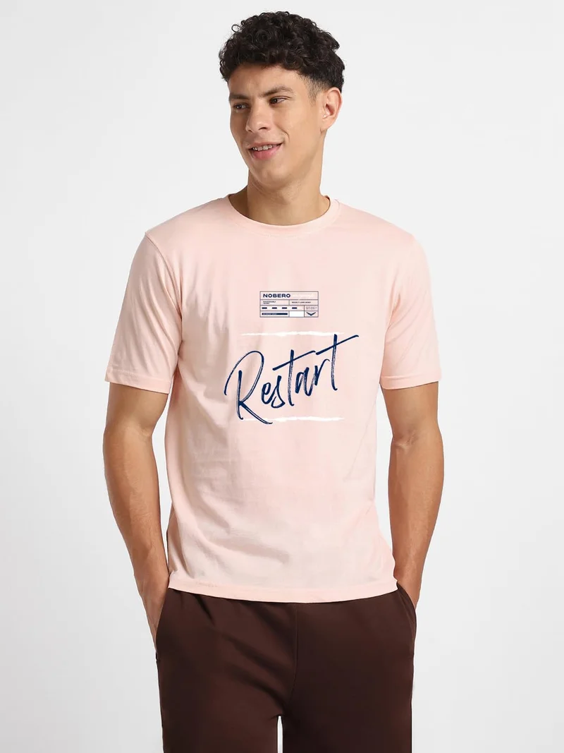 نوبيرو NOBERO Men's Pink Cotton T-Shirt for Men