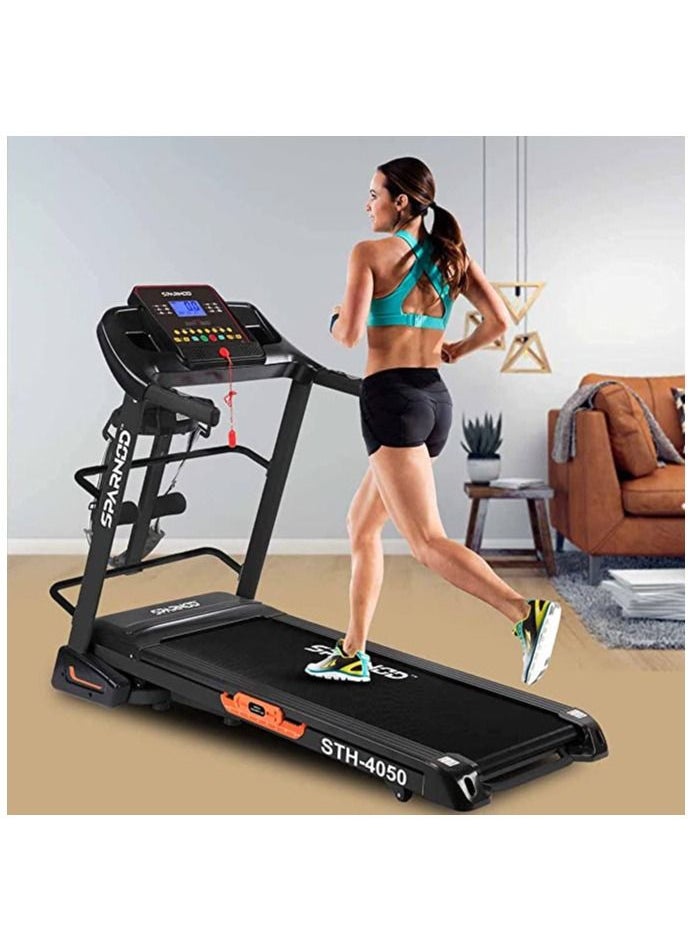 Sparnod Fitness - SPARNOD FITNESS STH-4050 4.5HP Peak Automatic Foldable Motorized Running Indoor Treadmill for Home Use with Multifunction and Auto-Incline - Image 1
