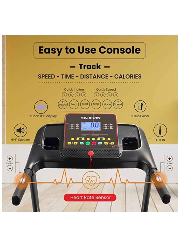 Sparnod Fitness - SPARNOD FITNESS STH-4050 4.5HP Peak Automatic Foldable Motorized Running Indoor Treadmill for Home Use with Multifunction and Auto-Incline - Image 1
