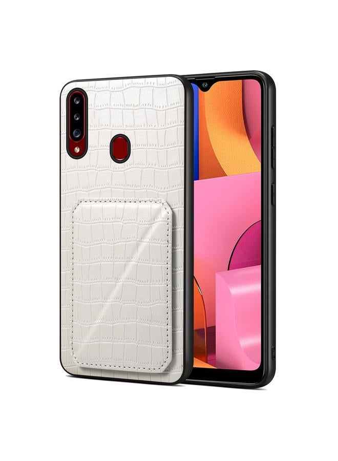 Denior Case For Samsung Galaxy A20s Imitation Crocodile Leather Back Phone Case with Holder - Image 1