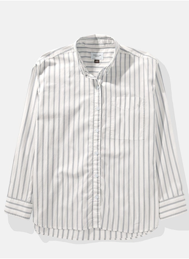 American Eagle - Striped Long Sleeve Button Down Shirt - Image 1