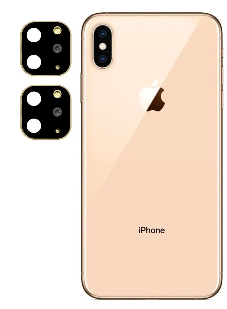 CATANES عبوة من 2 ملصق عدسة الكاميرا لجهاز iPhone X/XS يتغير إلى iPhone 11 Pro/11 Pro Max باللون الذهبي - Image 2