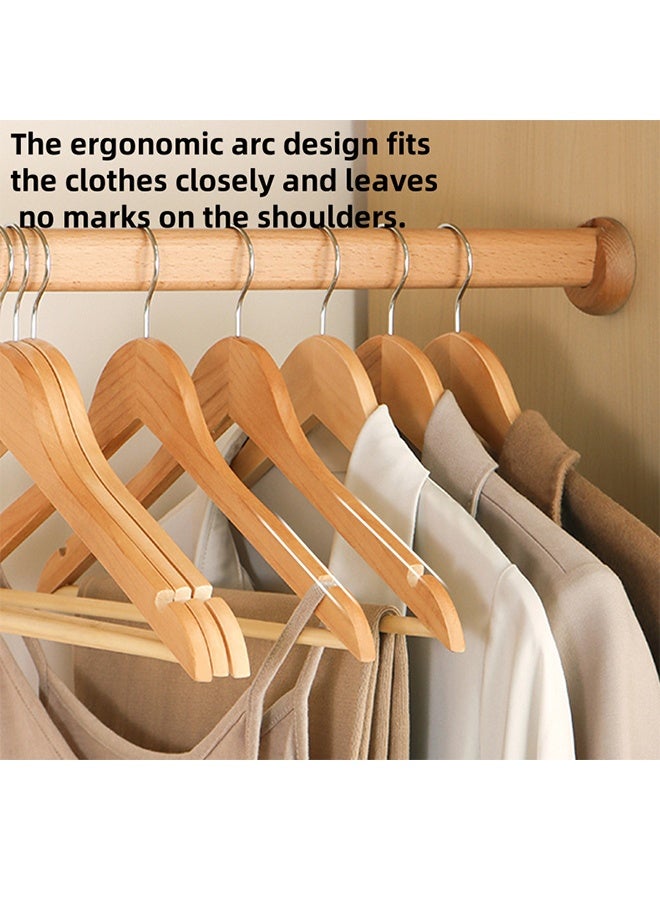 10 Pieces Of Solid Wood Clothes Hangers, Hanger, Wooden Eco-Friendly Clothes Hangers, Traceless Clothes Hangers, 360-Degree Rotating Coat Hooks. - Image 4