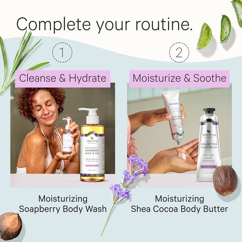 Tree to Tub كريم يد شيا من تري تو تاب لليدين الجافة والمتشققة - لوشن مرطب للبشرة الحساسة للنساء والرجال، مرطب يد نباتي غير دهني مع كاكاو عضوي، صبار، لافندر طبيعي بالكامل - Image 5