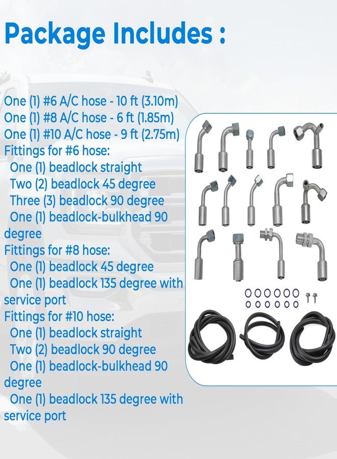 MOTOQUEEN AC Hose Kit R134a for GM Cars Truck Vehicle such as for Buick Chevrolet Cadillac GMC Wuling Baojun Holden Air Conditioning Ext Length Hoses with Fittings and O-rings - Image 4