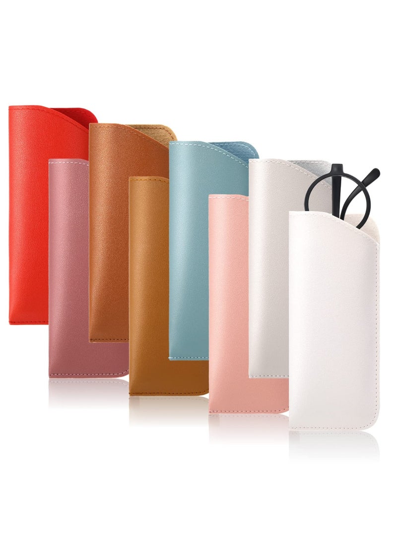 Zikra Soft Glasses Cases, 8 Pack Leather Reading Eyeglasses Case Portable Glasses Case Soft Pouch Leather Sunglasses Pouch for Women Men Kids Adults - Image 1