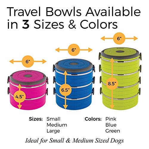 Healthy Human Travel Pet Bento Bowls - Human-Grade Stainless Steel & BPA-Free, Leak-Proof Water & Food Container Set for Dogs & Cats, 2-Pack Interlocking Bowls, Includes Spare Clips & Handle (Pink) - Image 3