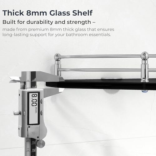 Plantex Premium Glass Corner Shelf for Bathroom/Kitchen Glass Shelf/Wall Mounted Bathroom Corner Shelf (9x9 Inches -Diamond-Black - Pack of 2) - Image 3
