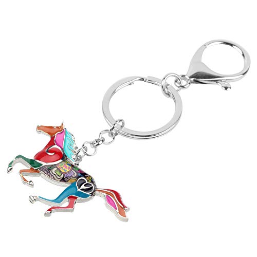 BONSNY Enamel Metal Horse Key chains For Women Girls Gifts Car Purse Animal Pendant Charms (Multi) - Image 3