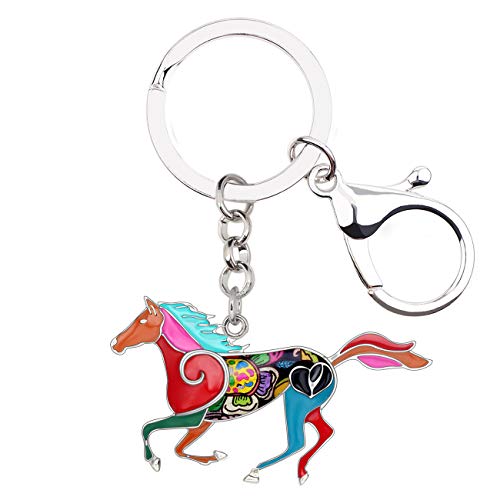 BONSNY Enamel Metal Horse Key chains For Women Girls Gifts Car Purse Animal Pendant Charms (Multi) - Image 1