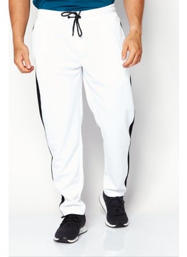 Men Regular Fit Brand Logo Sweatpants, White