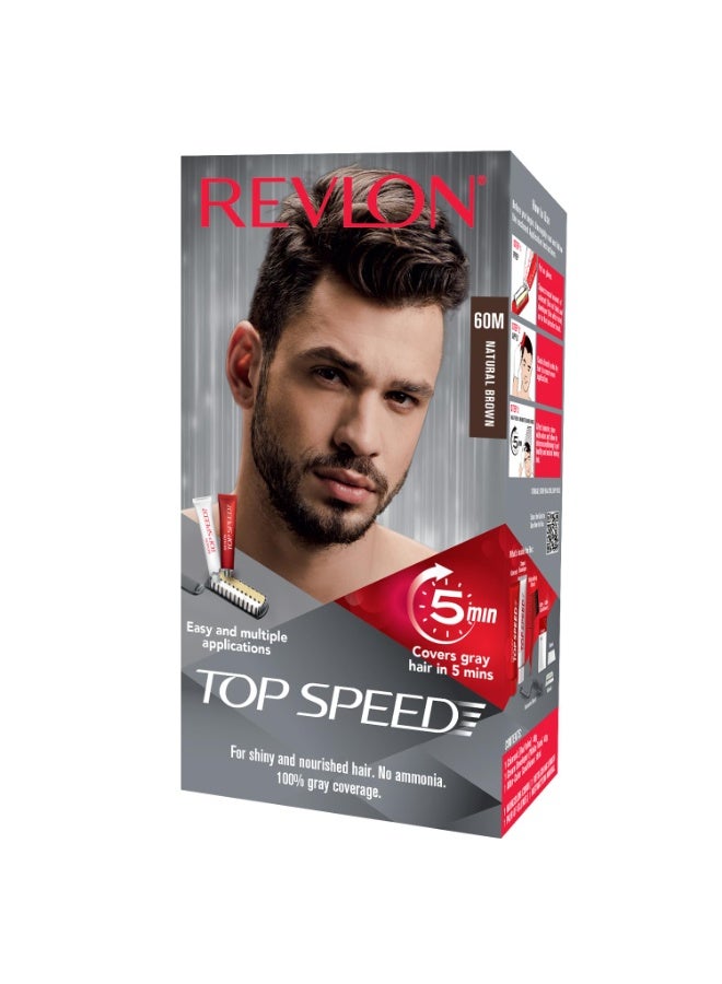 Revlon Top Speed Hair Color - Men -Natural Brown 60M - Image 1