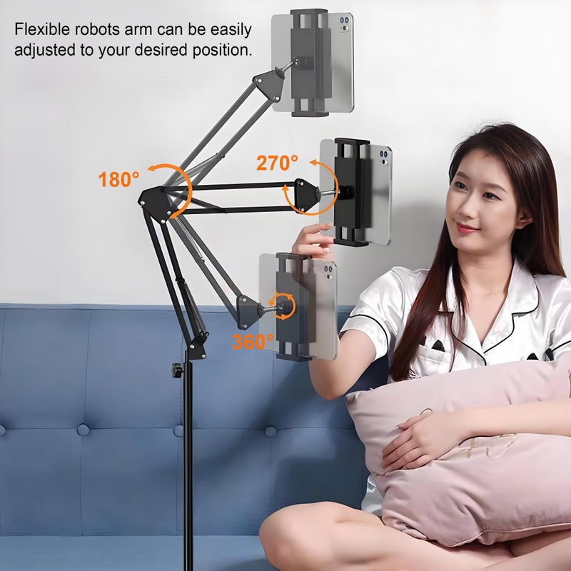 Awlbstruse Tablet Floor Stand with 7.2 lb Weight, Overhead Bed Phone Mount Height Adjustable Arm Stretchable Stand Holder, Compatible with iPad mini Air Pro, Galaxy Tab, Kindle, Switch, Cell Phones - Image 5