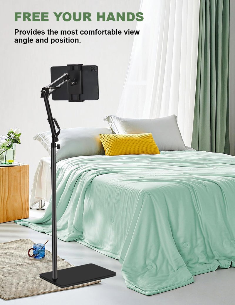 Awlbstruse Tablet Floor Stand with 7.2 lb Weight, Overhead Bed Phone Mount Height Adjustable Arm Stretchable Stand Holder, Compatible with iPad mini Air Pro, Galaxy Tab, Kindle, Switch, Cell Phones - Image 2