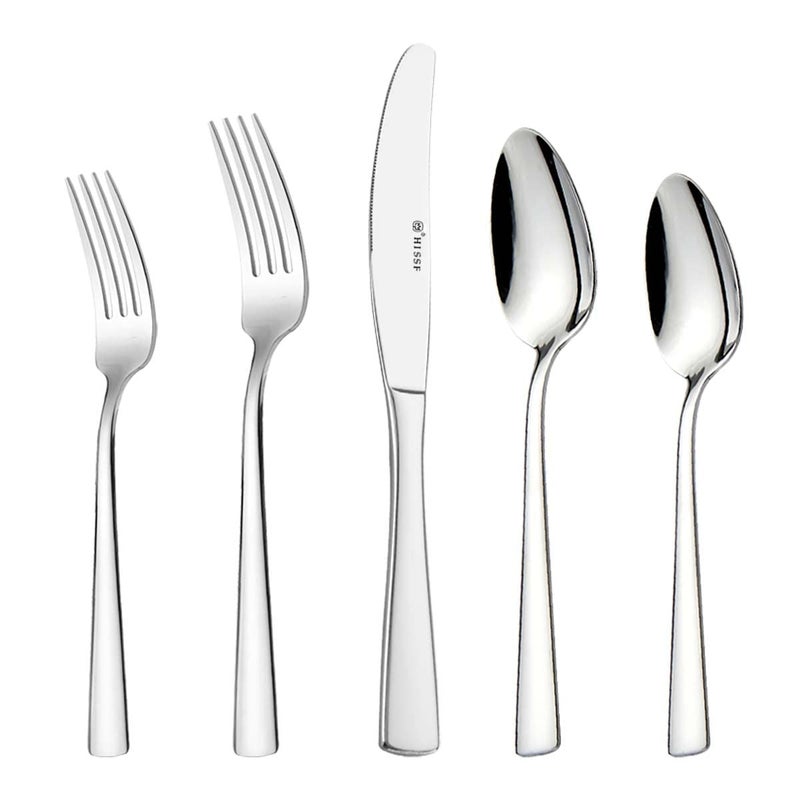HISSF Silverware set Stainless Steel Flatware Set for 8 40piece Cutlery Set Forks Knives and Spoons Set Silver