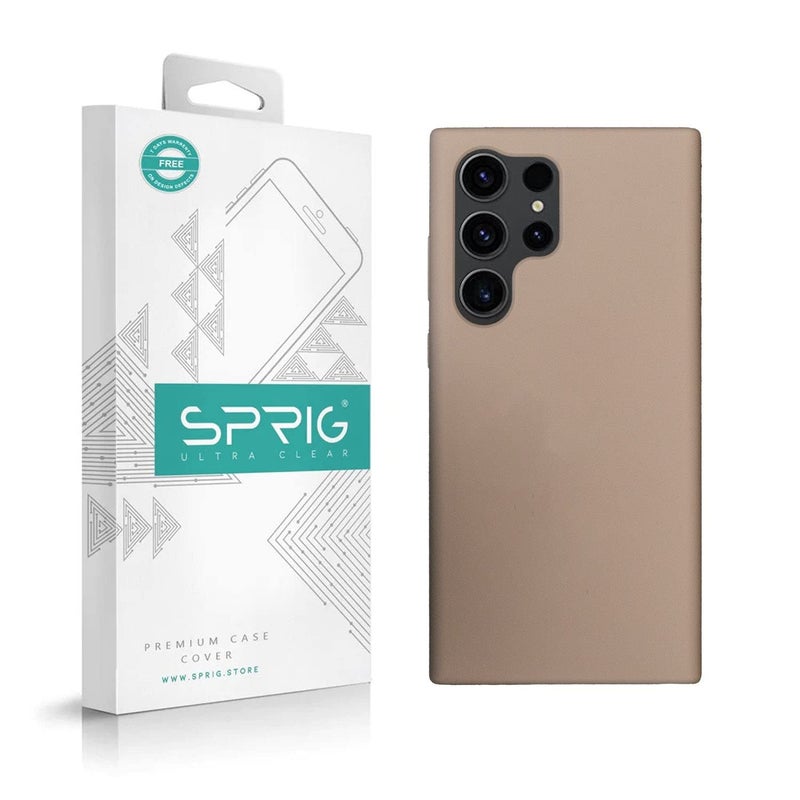 SPRIG Compatible with Samsung Galaxy S24 Ultra Phone Liquid Silicone Premium Back Cover Drop Tested Shock Proof Mobile Case for Men Women Boys and Girls with Camera Protection Light Brown