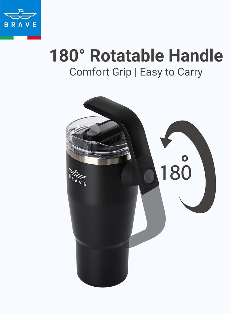 Brave 950ml Insulated Stainless Steel Travel Mug 180° Rotating Handle – Hot or Cold Drinks - Image 4