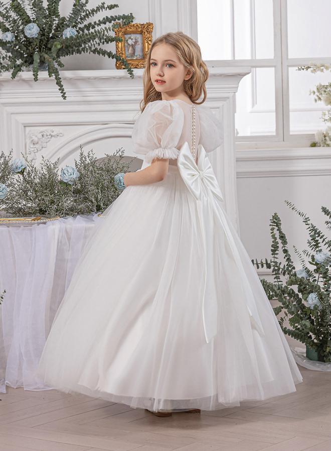 Take Two Mesh Bow Detail Puff Sleeve Dress - Image 5