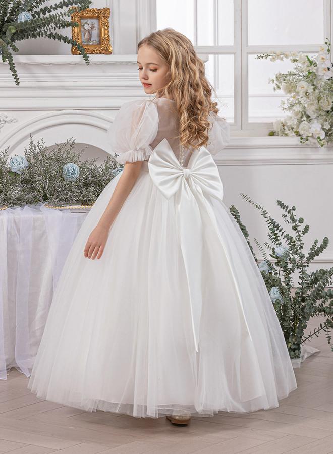 Take Two Mesh Bow Detail Puff Sleeve Dress - Image 3