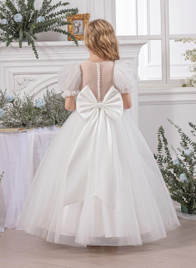 Take Two Mesh Bow Detail Puff Sleeve Dress - Image 4