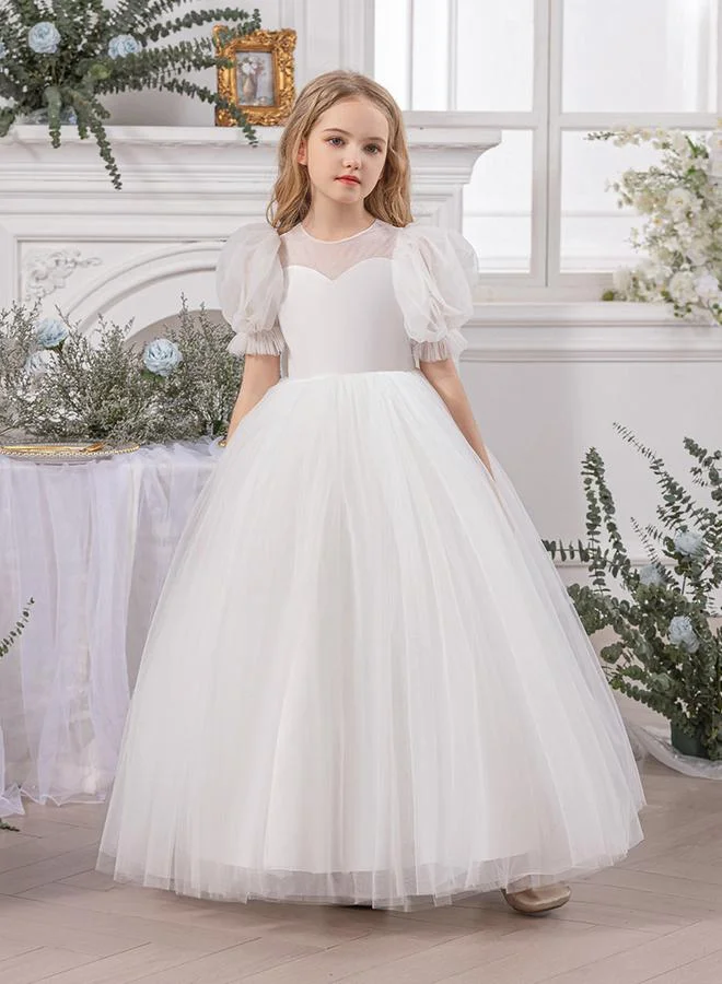 Take Two Mesh Bow Detail Puff Sleeve Dress