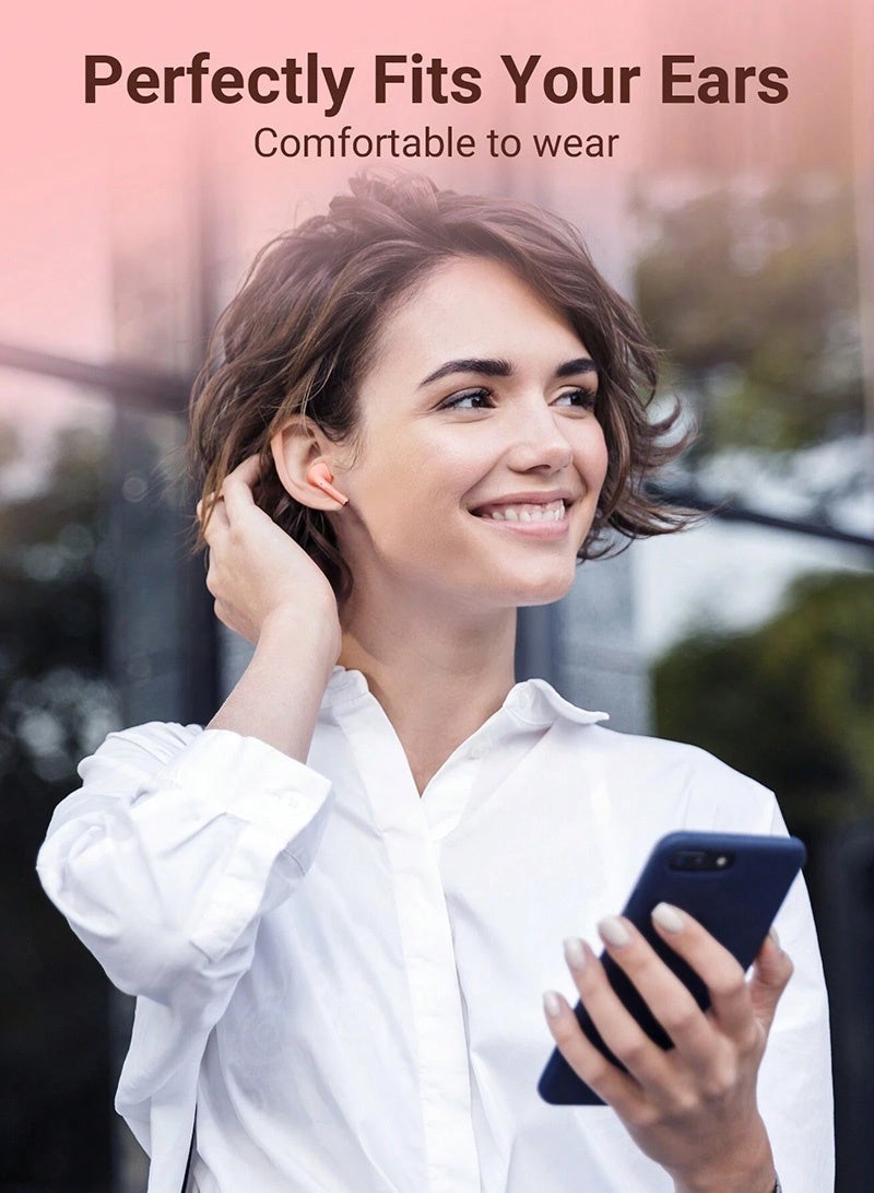 سماعات أذن لاسلكية بتقنية بلوتوث 5.3 مع شحن سريع عبر منفذ Type-C، وسماعات رأس TWS بصوت جهير عميق وتقنية إلغاء الضوضاء، وتحكم ذكي باللمس للموسيقى والمكالمات. - Image 2