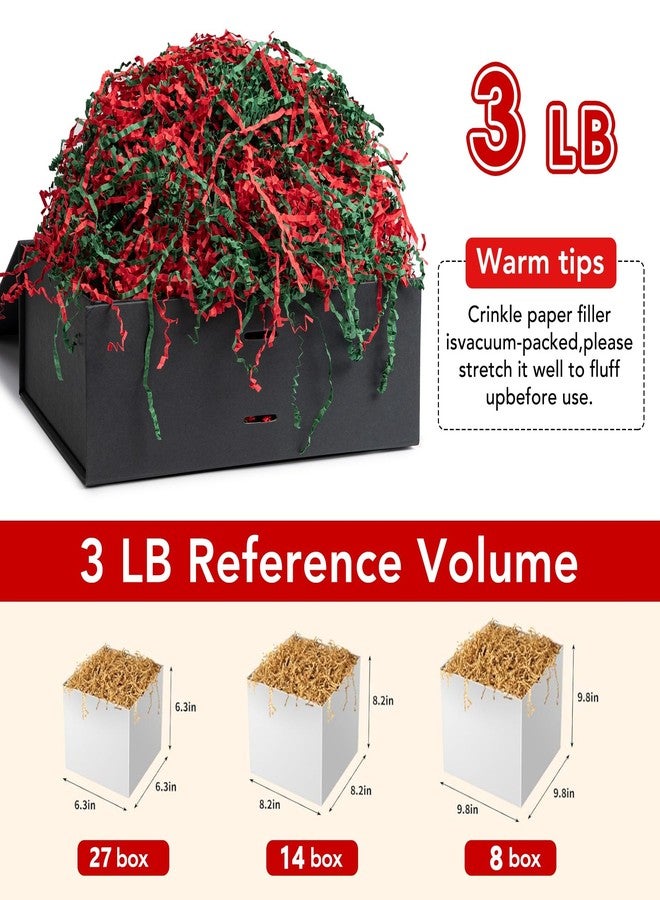 SWANGSA 3 LB Red Green Christmas Crinkle Cut Paper Shred Filler with Snowflake & Star Confetti for Gift Baskets, Shreded Stuffing, Packing Grass Cushion Paper Streamer for Christmas, Birthday Gift - Image 3