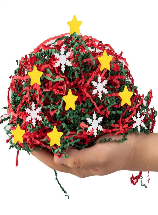 SWANGSA 3 LB Red Green Christmas Crinkle Cut Paper Shred Filler with Snowflake & Star Confetti for Gift Baskets, Shreded Stuffing, Packing Grass Cushion Paper Streamer for Christmas, Birthday Gift - Image 2