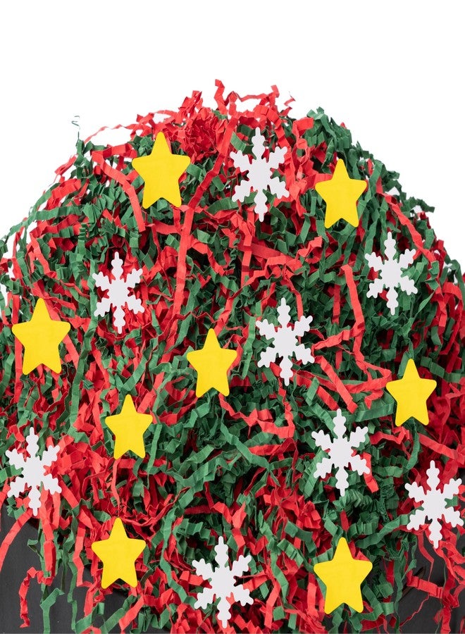 SWANGSA 3 LB Red Green Christmas Crinkle Cut Paper Shred Filler with Snowflake & Star Confetti for Gift Baskets, Shreded Stuffing, Packing Grass Cushion Paper Streamer for Christmas, Birthday Gift - Image 1