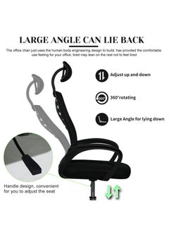 SKY-TOUCH Office Chair Comfort Ergonomic Height Adjustable Desk Chair with Lumbar Support Backrest Headrest and Armrests - Black  - Image 4