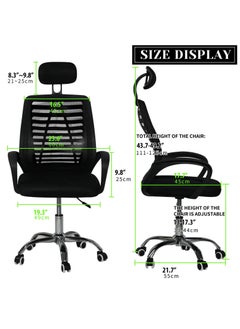 SKY-TOUCH Office Chair Comfort Ergonomic Height Adjustable Desk Chair with Lumbar Support Backrest Headrest and Armrests - Black  - Image 3