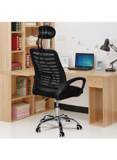 SKY-TOUCH Office Chair Comfort Ergonomic Height Adjustable Desk Chair with Lumbar Support Backrest Headrest and Armrests - Black  - Image 2
