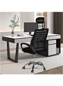 SKY-TOUCH Office Chair Comfort Ergonomic Height Adjustable Desk Chair with Lumbar Support Backrest Headrest and Armrests - Black  - Image 5