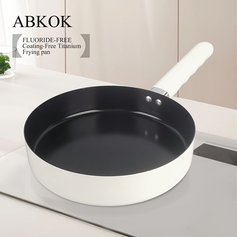 Premium White Frying Pan Without Lid Non-Stick Titanium Coating Durable - Image 2