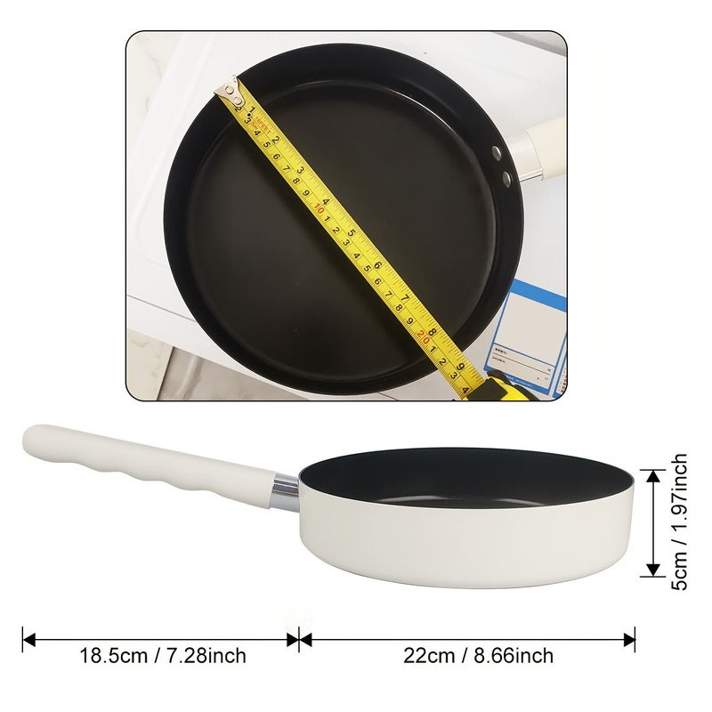 Premium White Frying Pan Without Lid Non-Stick Titanium Coating Durable - Image 3