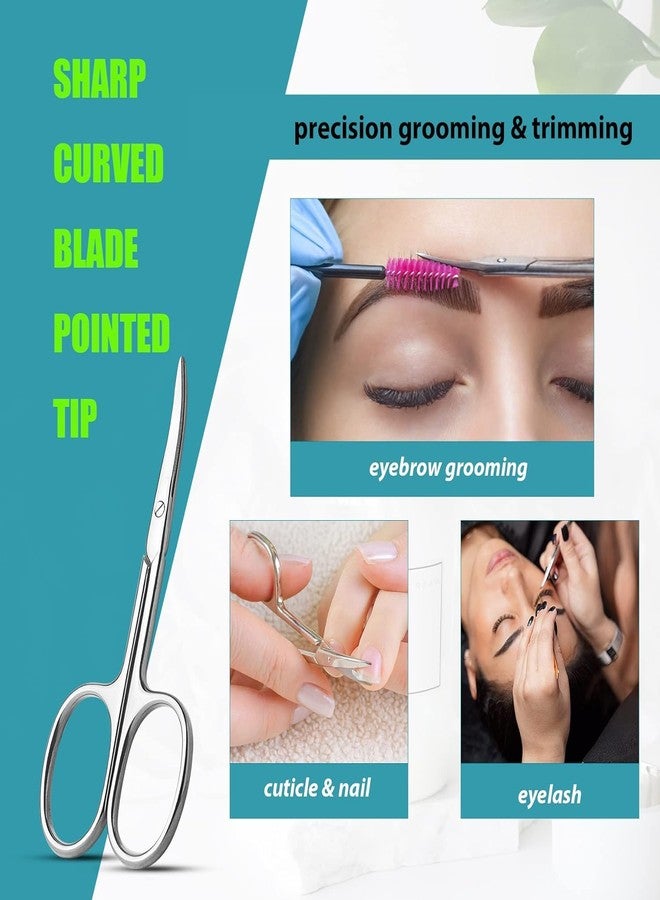CINIDY Small Scissors, Eyebrow Scissors, Nose Hair Scissors, Professional Grooming Scissors for Hair, Eyelashes, Nose, Eyebrow Trimming, Mustache (Silver colour) - Image 4