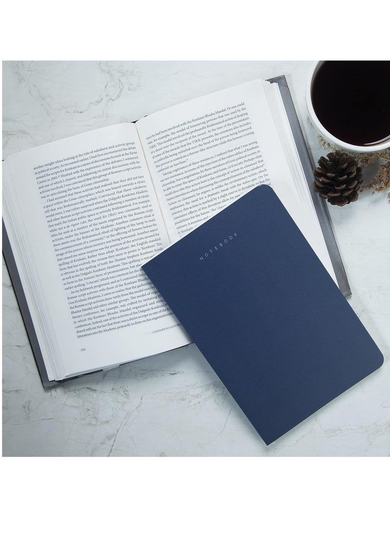 FACTOR NOTES A5 Size Minimalist Softbound Ruled Notebook 160 Pages 90gsm Thickness Navy Blue Cover  - Image 4