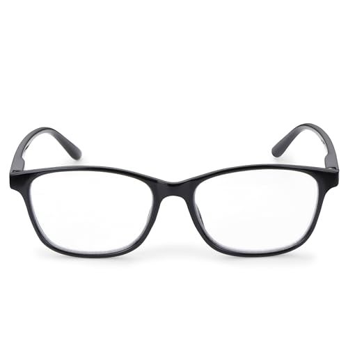 AEC Bloom1 Progressive Blue Light Glasses | Elegant Full Rim Rectangular Frame for Men & Women | Spring Hinge | Anti-Blue Ray Multifocal Lenses | Hard Case Included (Gloss Black, +1.50) - Image 5