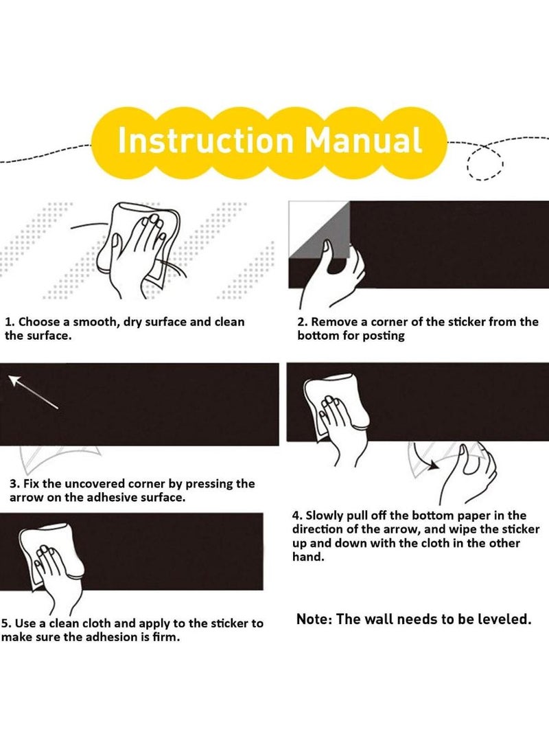  طائرة ورقية 60 × 200 سم ملصق طباشير أسود سميك مقاوم للماء وقابل للإزالة ومقاوم للماء وقابل للإزالة ذاتي اللصق بطبشور أسود اللون ومناسب للمطبخ المنزلي وغرفة الأطفال والمكتب والمطعم والمقهى - يتضمن 5 قطع من الطباشير (أسود) - Image 4