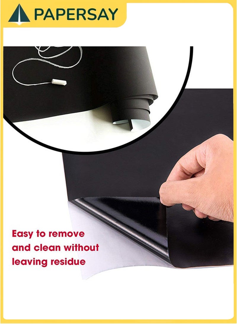 PAPERSAY 60 x 200 cm Thickened Waterproof Removable Dry-erase Self-adhesive Black Chalkboard Stickers, Free to Cut For Home Kitchens, Children's Rooms, Offices, Restaurants, Coffee Bars - 5 Chalks Included (Black) - Image 3